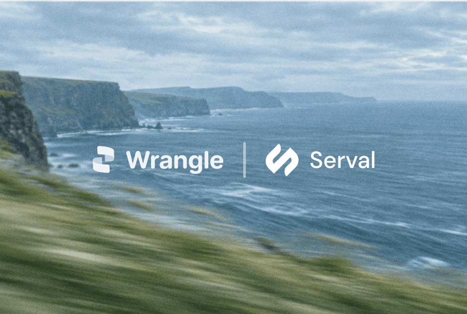 Wrangle and Serval logos over ocean cliffs.